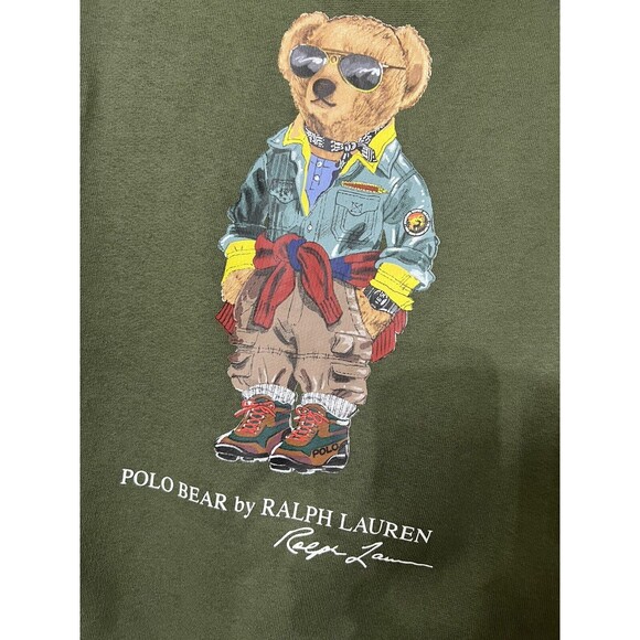 Polo Ralph Lauren Boys L(14-16) Bear Colorblock Hoodie Sweater Fleece Olive NWT - Picture 3 of 8